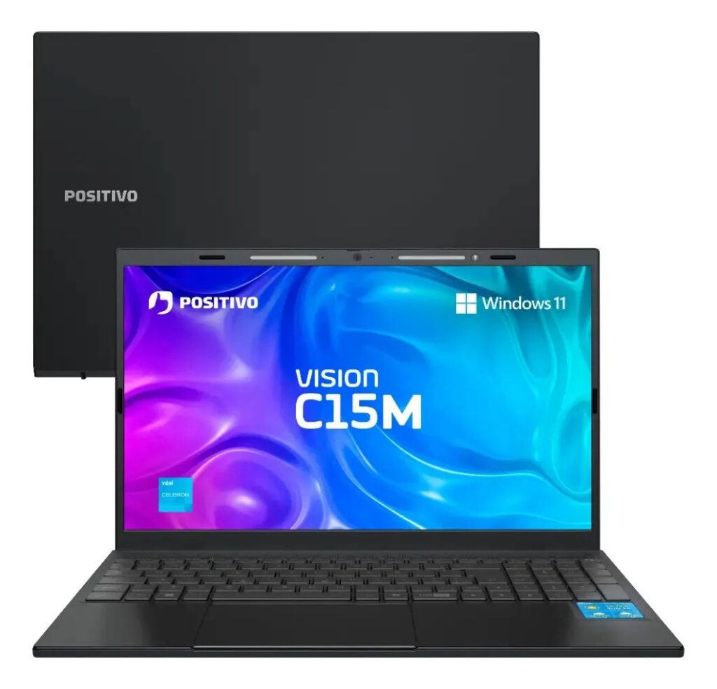 Notebook Positivo Vision C15M Intel Celeron N4500 Windows 11 Home 4GB RAM 128GB eMMC Tela 15″ Full HD IPS Antirreflexo – Minitela e Tecla Copilot – Cinza