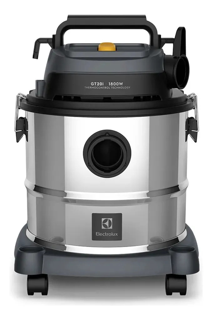 Aspirador Pó e Água Electrolux função Sopro Compacto Líquidos Químicos Inox 1800W 20L total 15L útil protetor térmico GT20i