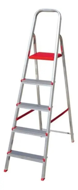 Escada 5 Degraus Botafogo Lar & Lazer Metal 120kg Reforçada Cinza/vermelho Cinza E Vermelho