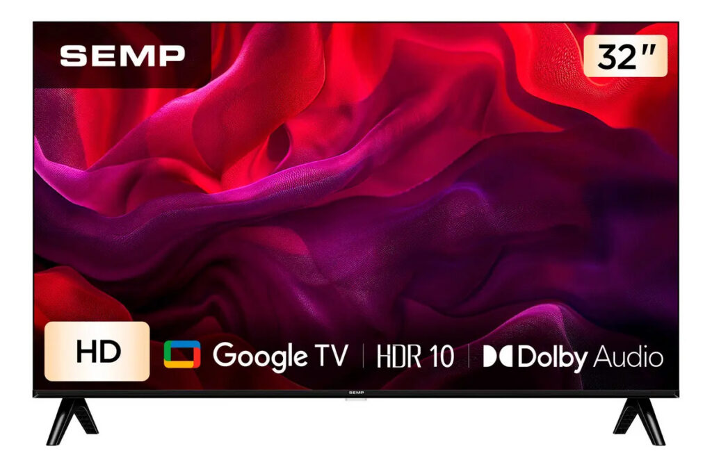Smart TV Semp 32 Polegadas LED HD S42 WiFi Bluetooth Google TV 2 HDMI HDR10 Dolby Audio 32S42