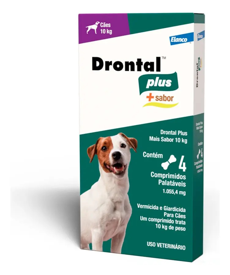 Drontal Plus Carne Cães Até 10kg 4 Comprimidos Elanco