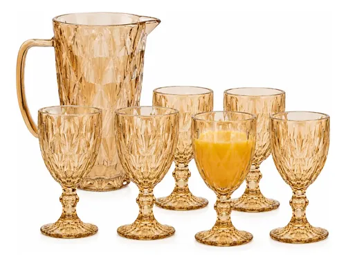 Jogo 6 Taças Diamond Âmbar 340ml + Jarra Diamond Âmbar 1,2 L