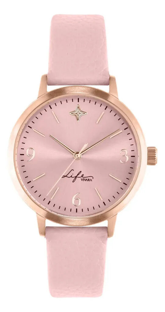 Relógio Life Realizações Feminino Couro Rosé Rosé