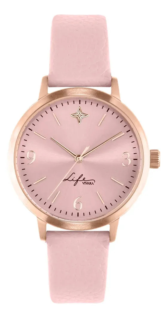 Relógio Life Realizações Feminino Couro Rosé Rosé