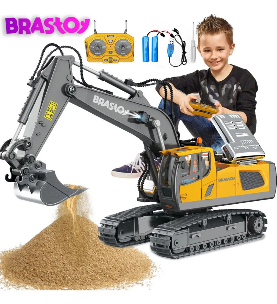 Brastoy Escavadeira De Controle Remoto Cor Amarelo Personagem Realista Escala 1:20
