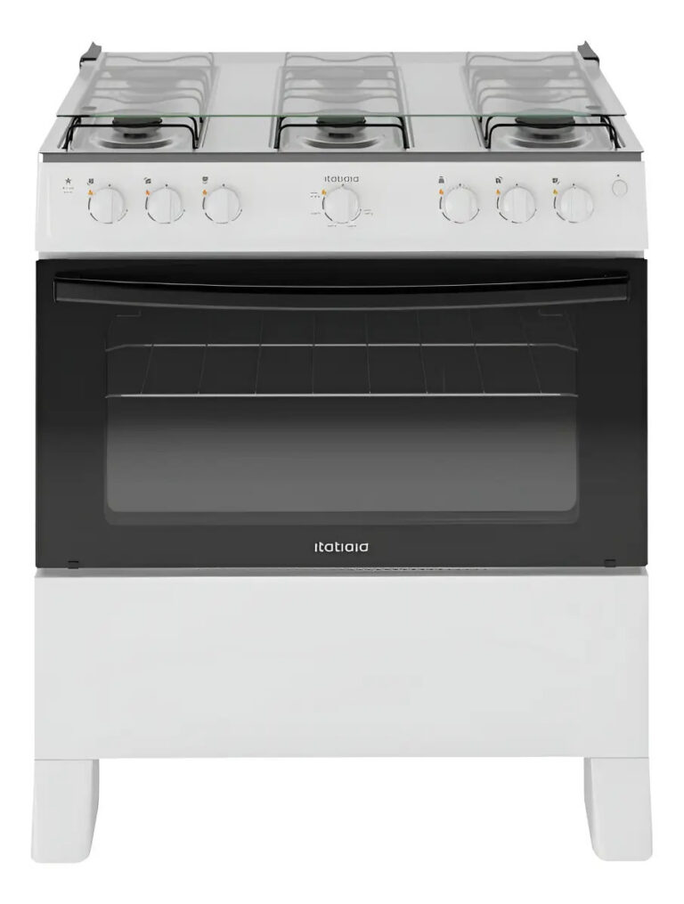 Fogão Itatiaia Star New 6 Bocas Branco Com Mesa de Inox e Acendimento Automático