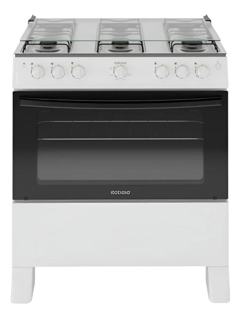 Fogão Itatiaia Star New 6 Bocas Branco Com Mesa de Inox e Acendimento Automático
