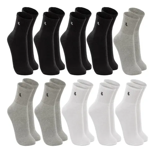 Kit 10 Pares Meias Lupo Cano Médio Alto Academia Original