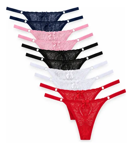 Calcinha De Renda Kit 10 Tanga Fio Lingerie Forro De Algodão