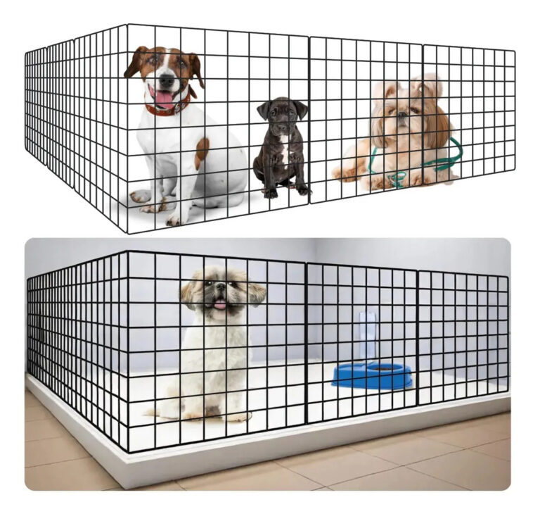 Cercado Pet Dobrável Bertelli para Cães e Gatos, Modular de Aço Preto com 6 Módulos de 40x40cm