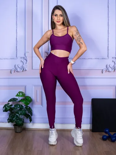 Conjunto Fitness Legging E Top Alça Feminino Roupa Ginástica