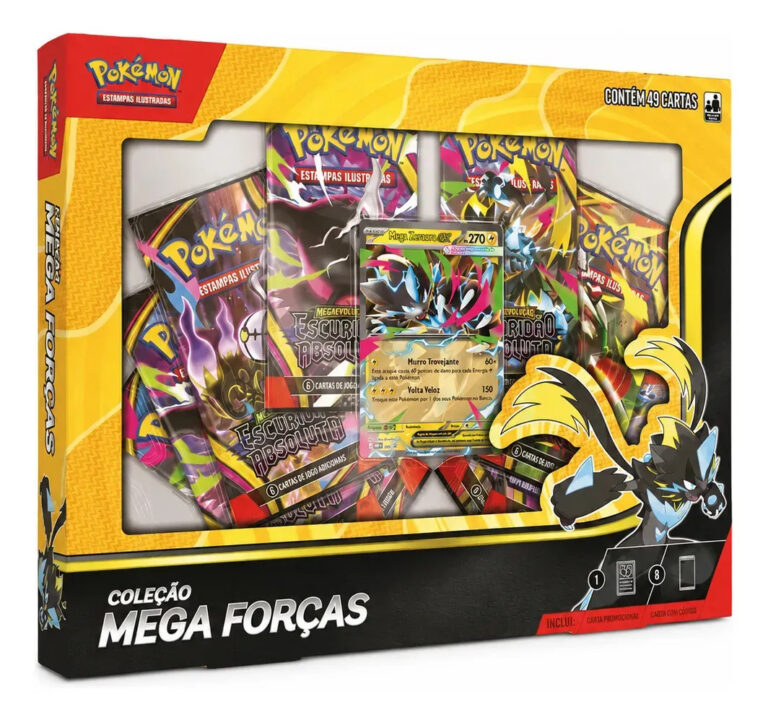 Box Pokémon Tcg Mega Forças – Mega Zeraora Ex 8 Boosters Copag Português