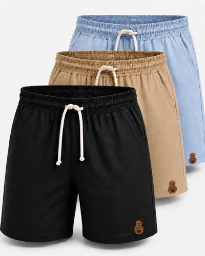 Kit 3 Shorts Masculino Linho Bermuda Mauricinho Praia Verão