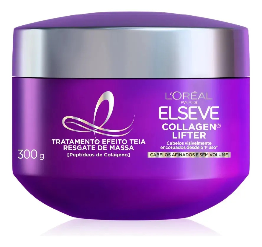 L’Oréal Paris Elseve Collagen Lifter Máscara de Tratamento Condicionante Efeito Teia Para Resgate de Massa com Peptídeos de Colágeno Reconstrói a Fibra e Dá Volume por 72h 300g