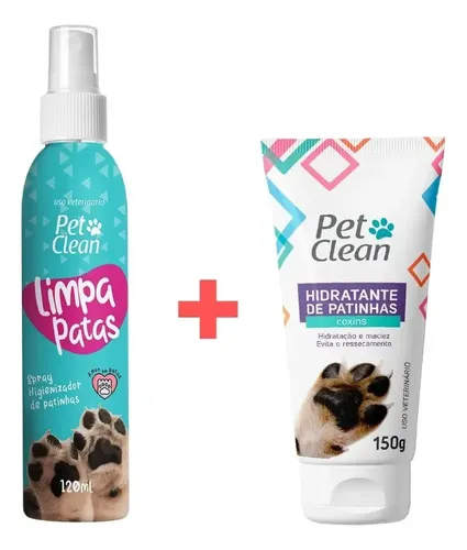 Kit Limpa Patas + Hidratante De Patinha Pet Clean Cães Gatos