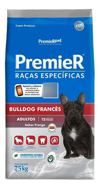 Ração Seca Premier Bulldog Francês Adulto Frango 7,5kg