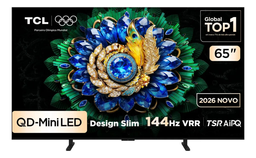 Smart TV TCL 65 Polegadas QLED Mini LED 4K A400M WiFi Bluetooth Google TV HDR10+ 144 Hz VRR 65A400M