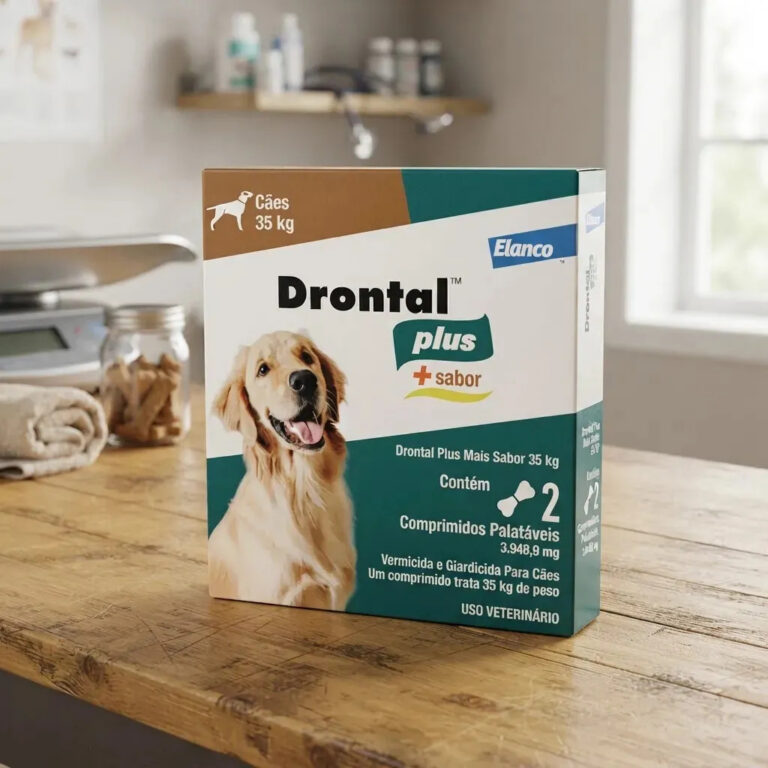 Drontal Plus Vermífugo Elanco Para Cães 17.6kg a 35kg Sabor Carne 2 Comprimidos