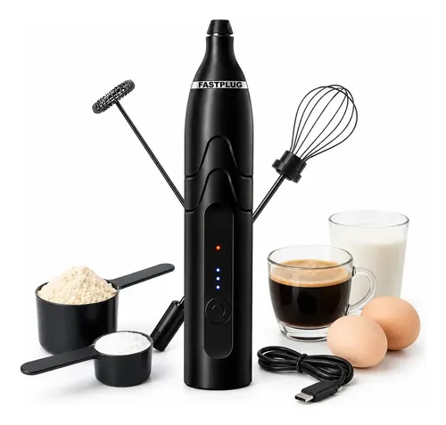 Mixer Elétrico Portátil 2 Em 1 Recarregável Potente Misturador De Bebidas E Ovos 3 Velocidades Usb Batedor E Fue Fouet Branco 127/220v