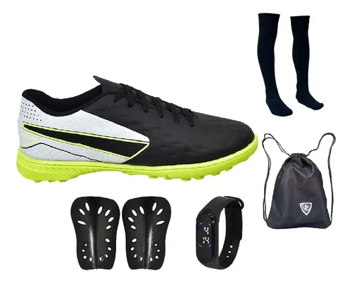 Kit Chuteira Society Impactor Meião Bolsa Relógio Caneleira