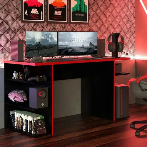 Mesa Para Computador Gamer Madesa 9409 – Preto/vermelho