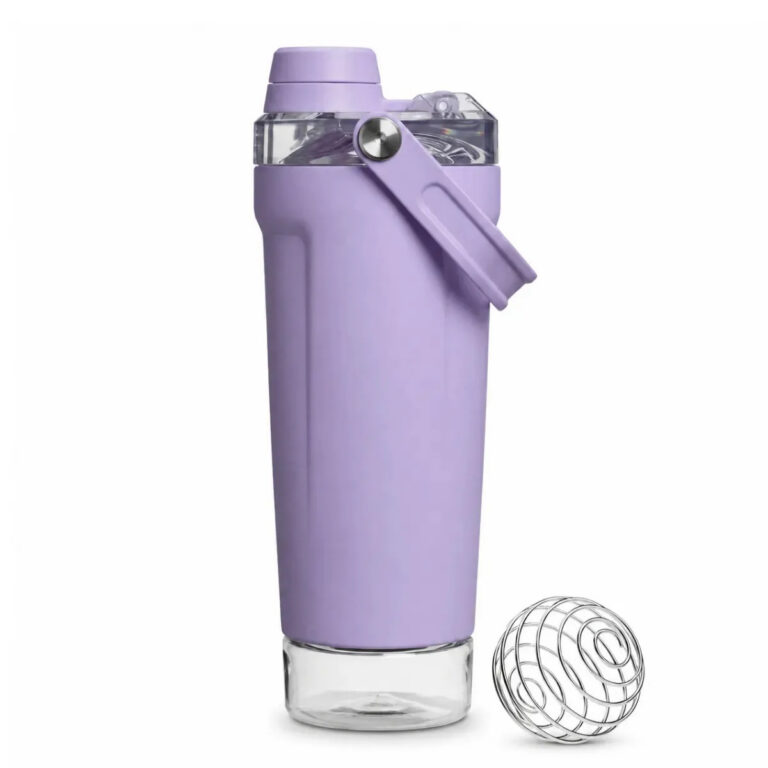 Coqueteleira Térmica Inox 720ml para Suplementos Com Compartimento Hermético e Mola Misturadora – Lilás