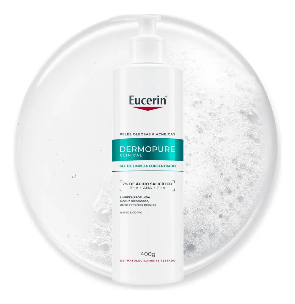 EUCERIN Gel de Limpeza Facial Antiacne Dermo Pure Concentrado 400ml, Peles Oleosas e Acneicas