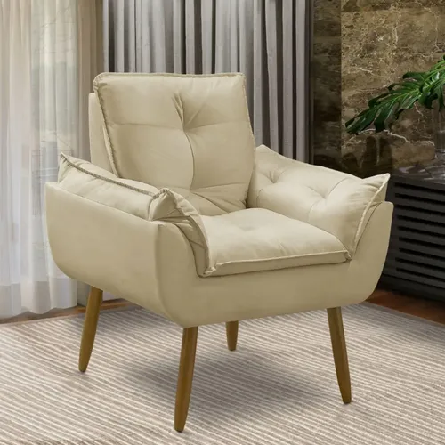 Poltrona Decorativa Opala Suede Para Sala Arapongas Luxo