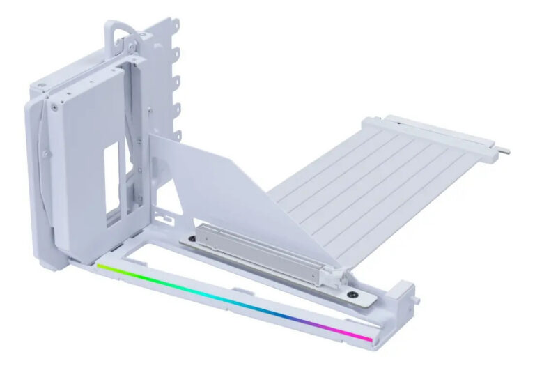 Suporte Vertical Lian Li V4 Branco para Placa de Vídeo e Placa Mãe ATX, ARGB, incluindo cabo Riser PCIE 5.0 – VG4-5-V4W