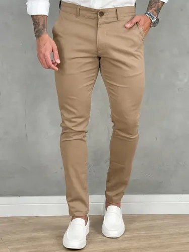Calça Masculina Sarja Premium Social Esport Fino Bolso Lycra