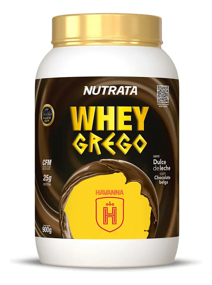 Whey Protein Grego Havanna Pote 900g Grow Thisold – Nutrata Sabor Doce De Leite Com Chocolate Belga