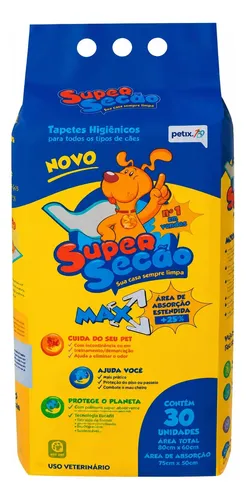Tapete Higiênico Cães Super Secão Max Petix C/30 Unidades