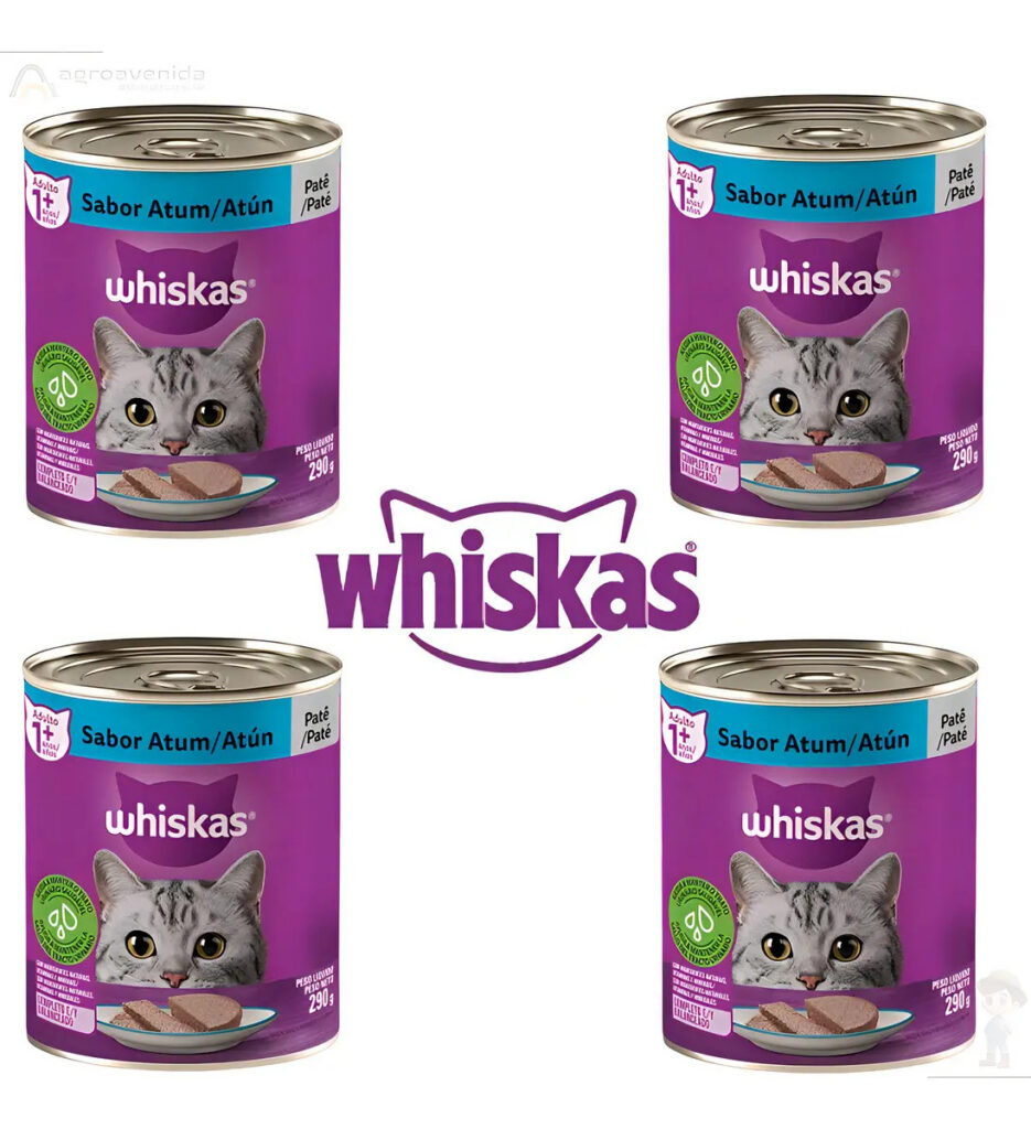 Whiskas Patê Alimento Úmido Gato Sabor Atum Kit 4 Latas 1.16kg