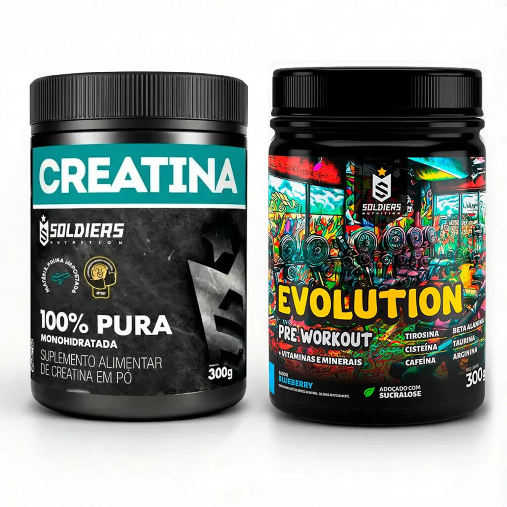 Creatina 300g + Pré-treino Melancia Evolution 300g – Soldiers Nutrition