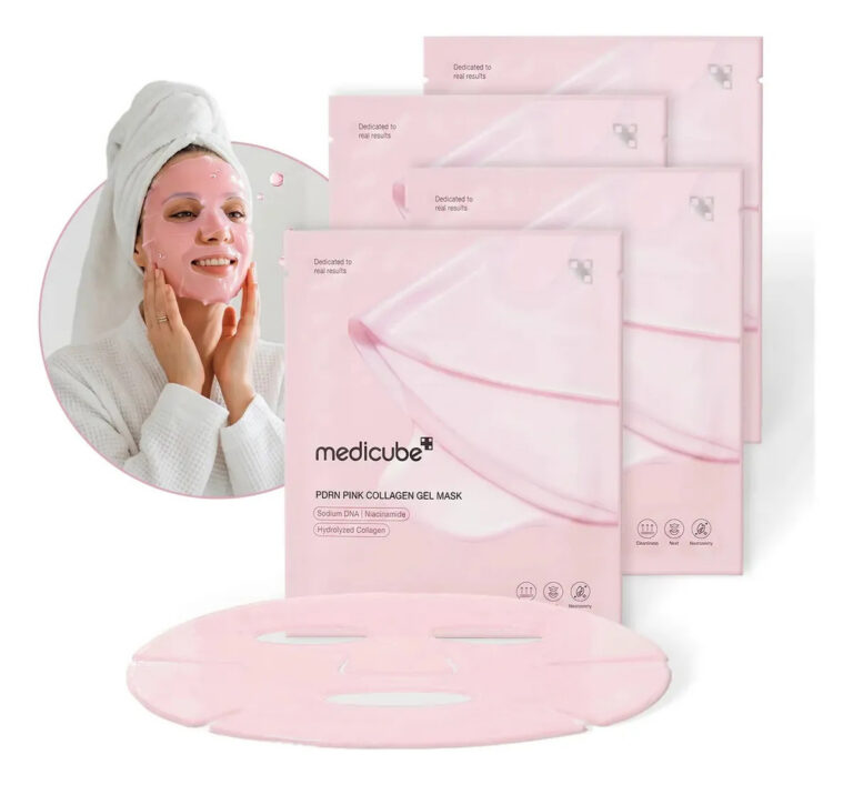 Máscaras faciais Medicube Pink Pdrn Colágeno Gel Mask 4 Unidades