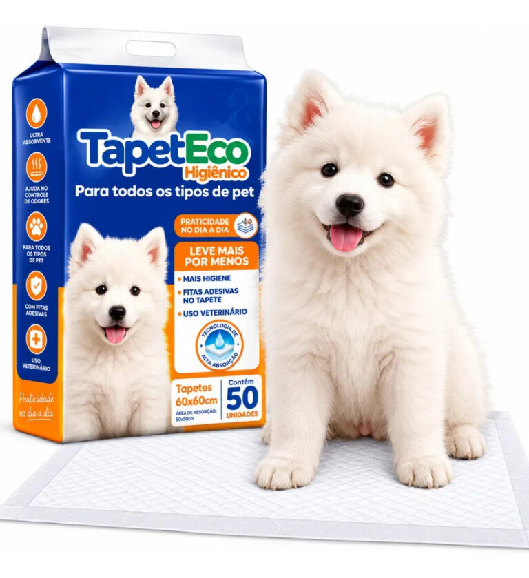 Tapete Higiênico Para Cães Cachorro Pet Descartável Tapete Higiênico Para Cães 60×60 cm 50 Unidades Anti Odor Fitas Adesivas