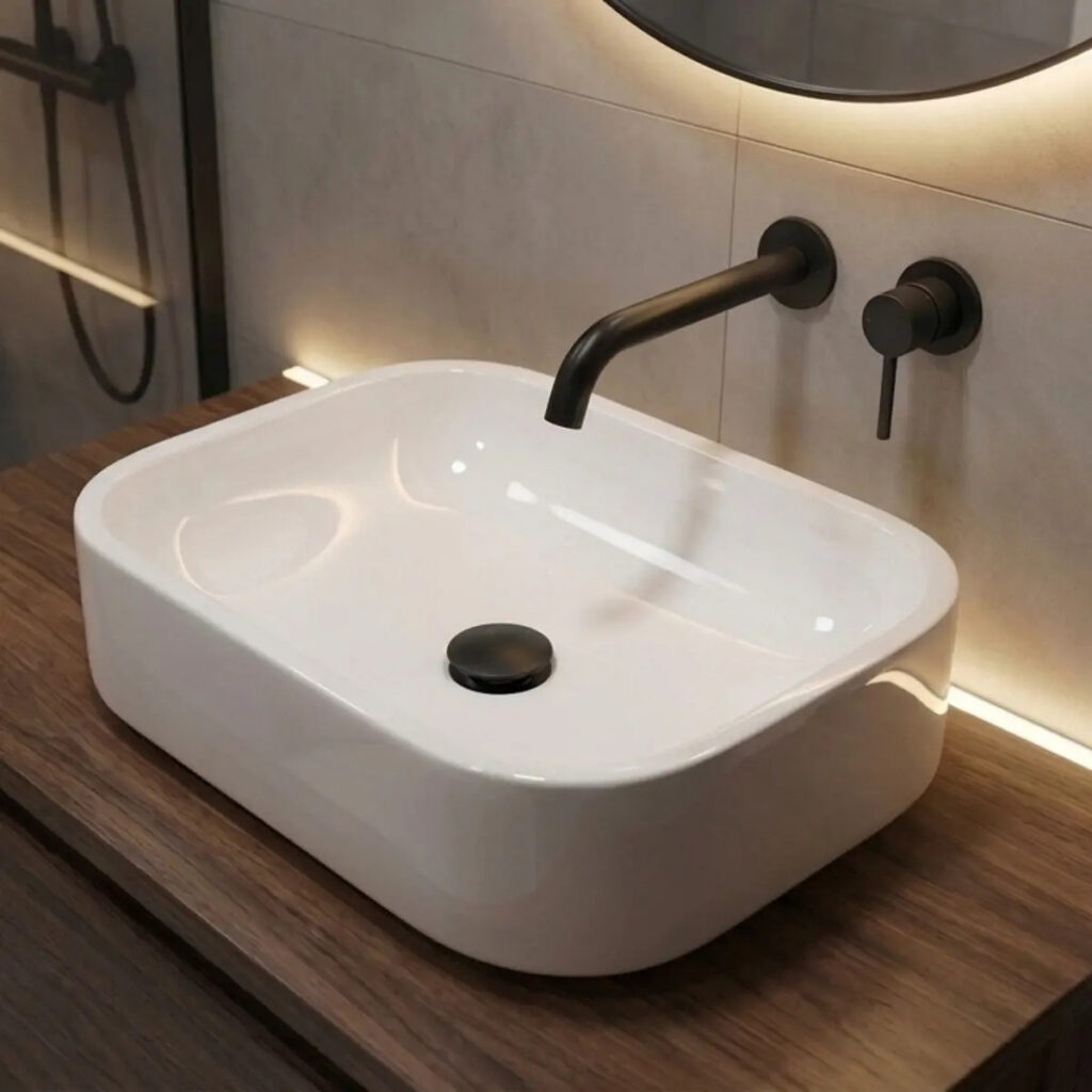 Cuba Pia De Apoio Sobrepor 37x27cm Branca Para Banheiro Lavabo Armário Gabinete Suspenso Luce – SOS Acabamentos by Orcia