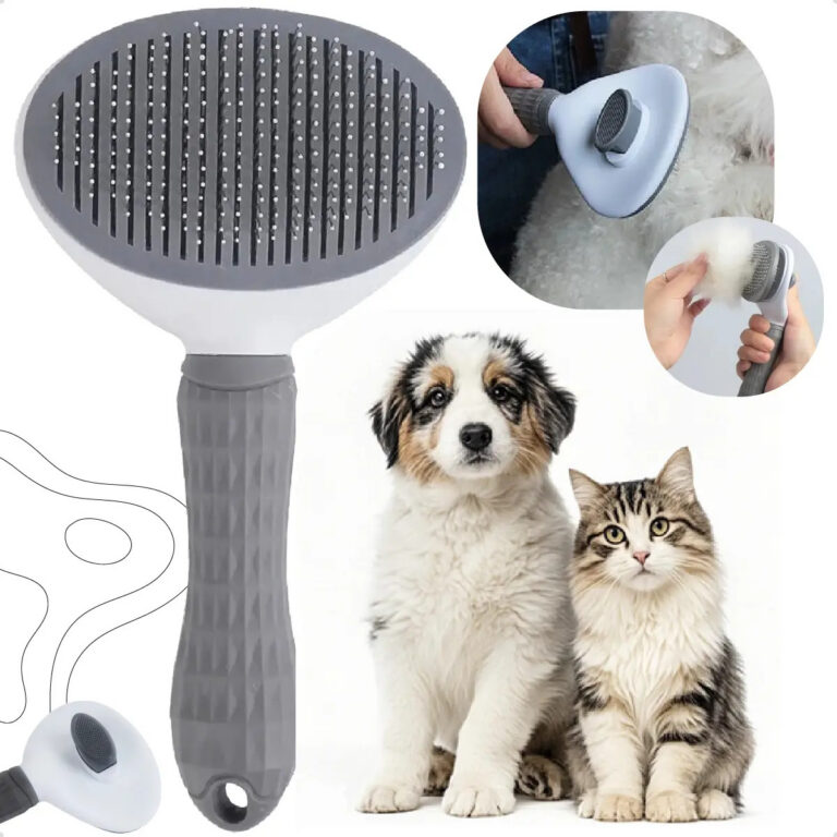 Escova Removedora de Pelos Pet Magica Gato Cão Automatica Rasqueadeira – Cinza