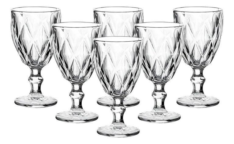 Jogo De Taças De Vidro Diamante Com 6 Peças De 340 Ml Linha Premium