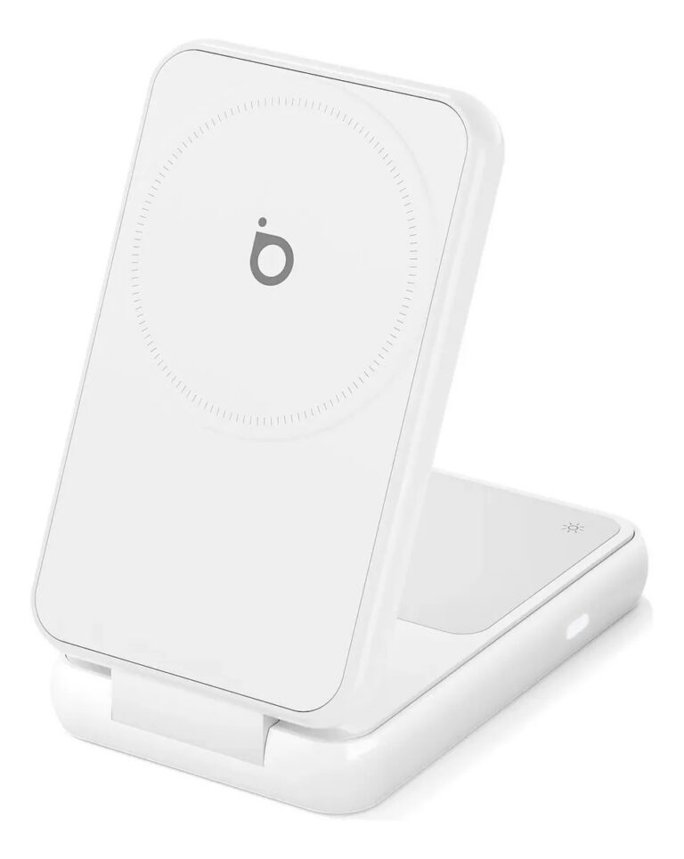 Carregador Por Indução Basike 2 em 1 Magnético Dobrável com Luz Noturna para iPhone e Samsung