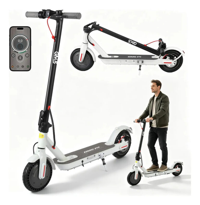 Patinete Elétrico Adulto Gm5 P1, 400w Scooter Eletrica , 25 Km/h Velocidade Máxima, Autonomia De 22 Km , Patinete Juvenil Dobrável Com Aplicativo Bluetooth, Freio Traseiro, Pneu de 8.5″, Branco