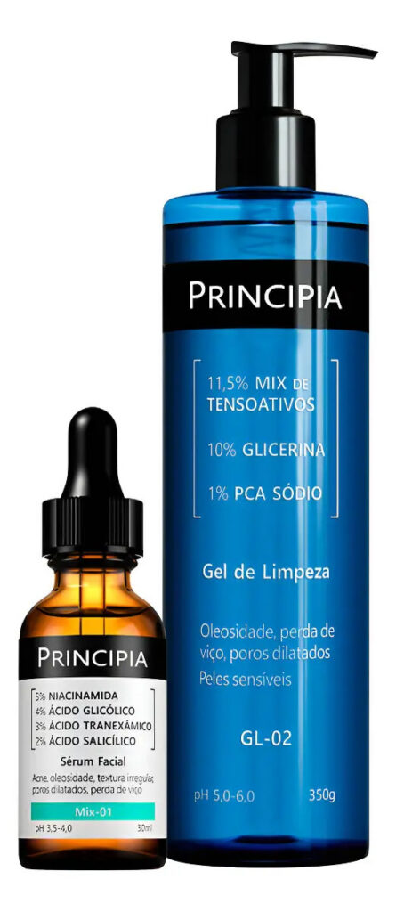 Principia Kit Antiacne Mix-01 + Gel De Limpeza Facial Gl-02 – Todo Tipo De Pele – Dia/noite