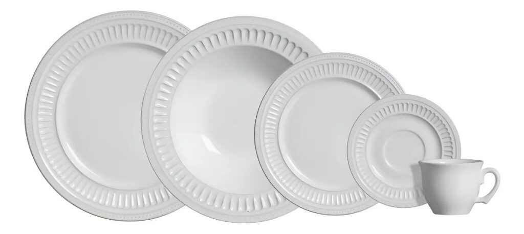 Aparelho de Jantar 20 peças Branco Poppy de Cerâmica – Scalla Cerâmica