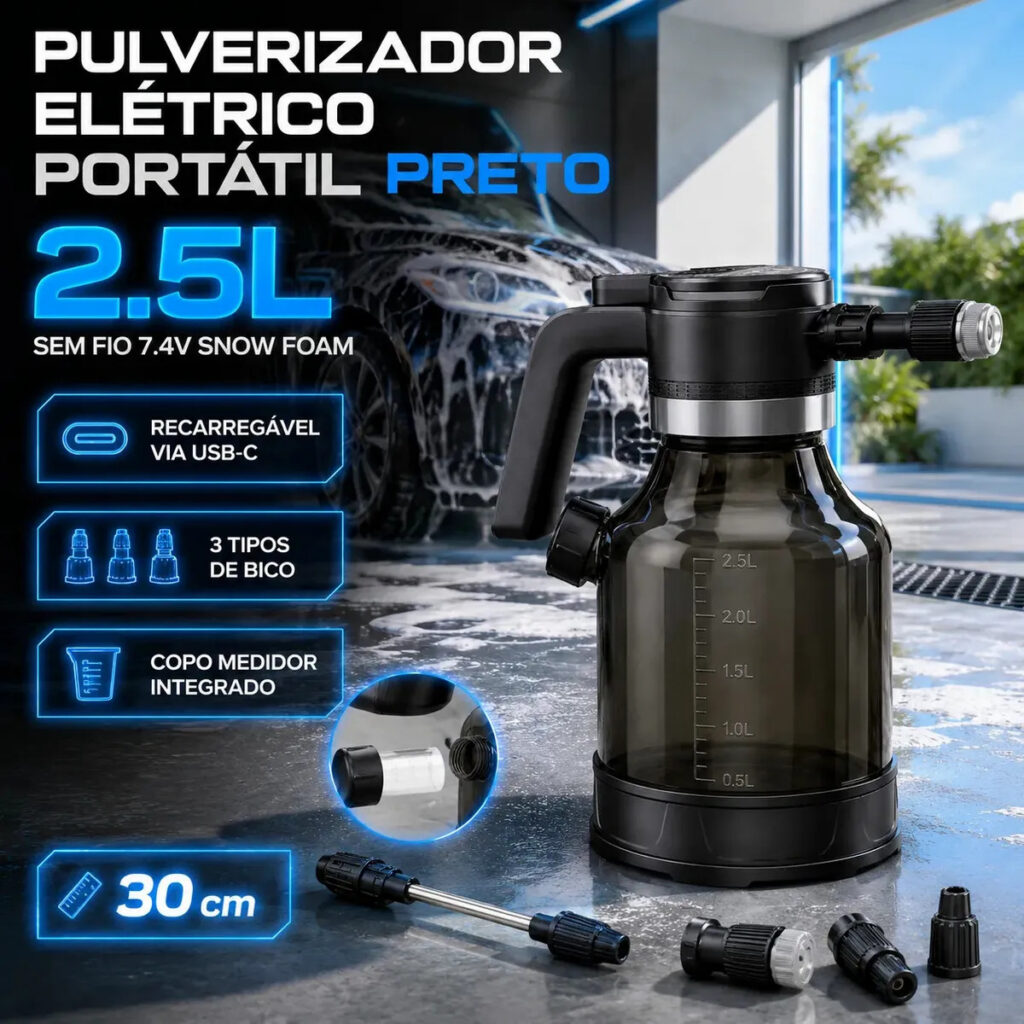 Pulverizador Elétrico VERUNTO de 2.5 L com Bateria para Jardim e Limpeza