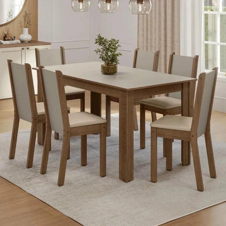 Sala Jantar Lucena Mesa Tampo Madeira 6 Cadeiras Rcsb Madesa Marrom