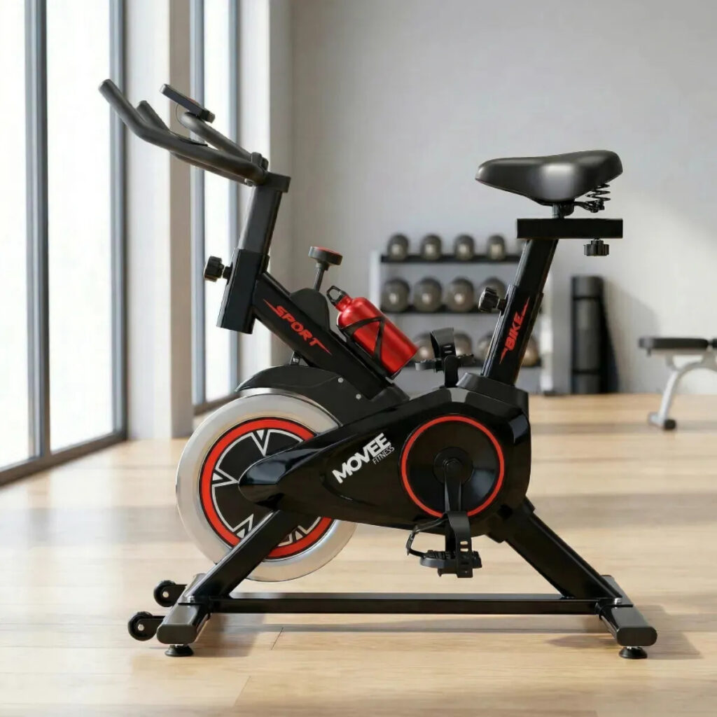 Bicicleta Ergométrica Spinning Movick Movee Fitness Bike Indoor Silenciosa Com Correia Painel Digital Banco Ajustável Academia Em Casa Cardio Condicionamento Físico Até 100kg