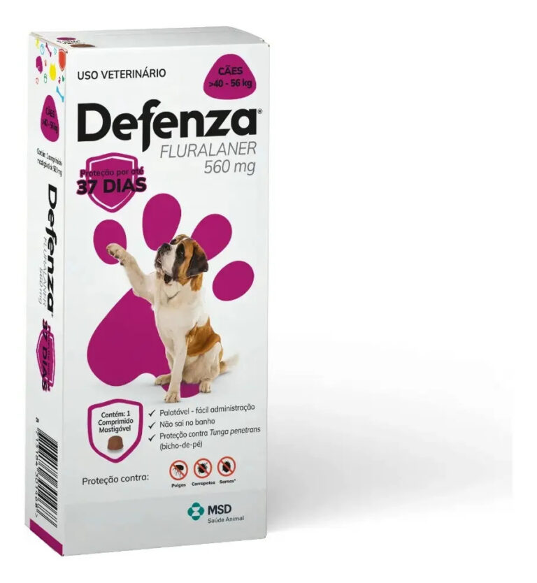 Antipulgas e Carrapatos Defenza 560mg para Cães 40 a 56kg Comprimido Mastigável 1 unidade