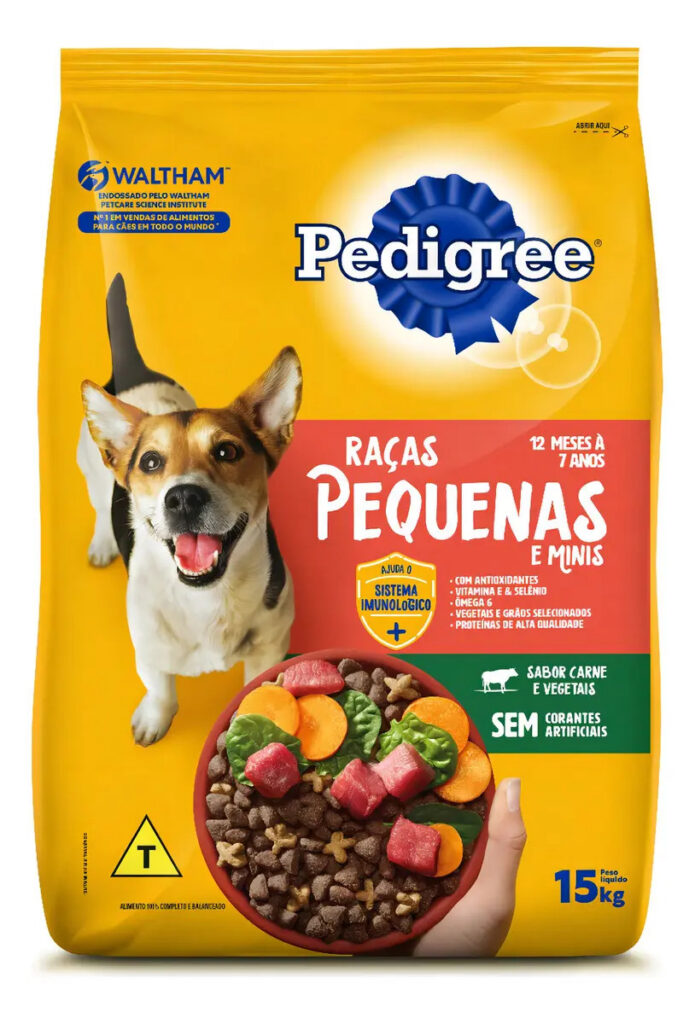 Ração Pedigree Cães Adultos Raças pequenas Sabor Carne e Vegetais de 15kg
