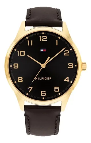 Relógio Tommy Hilfiger Th Essentials Masculino Em Couro Pret