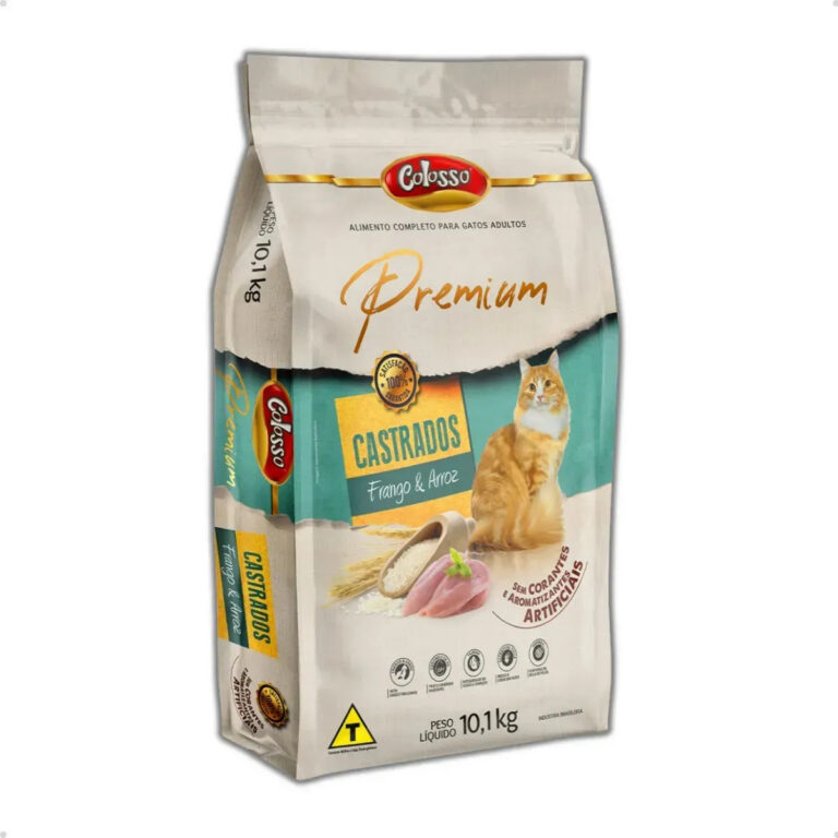 Ração Seca para Gatos Castrados Frango Arroz 10,1 Kg Premium Colosso